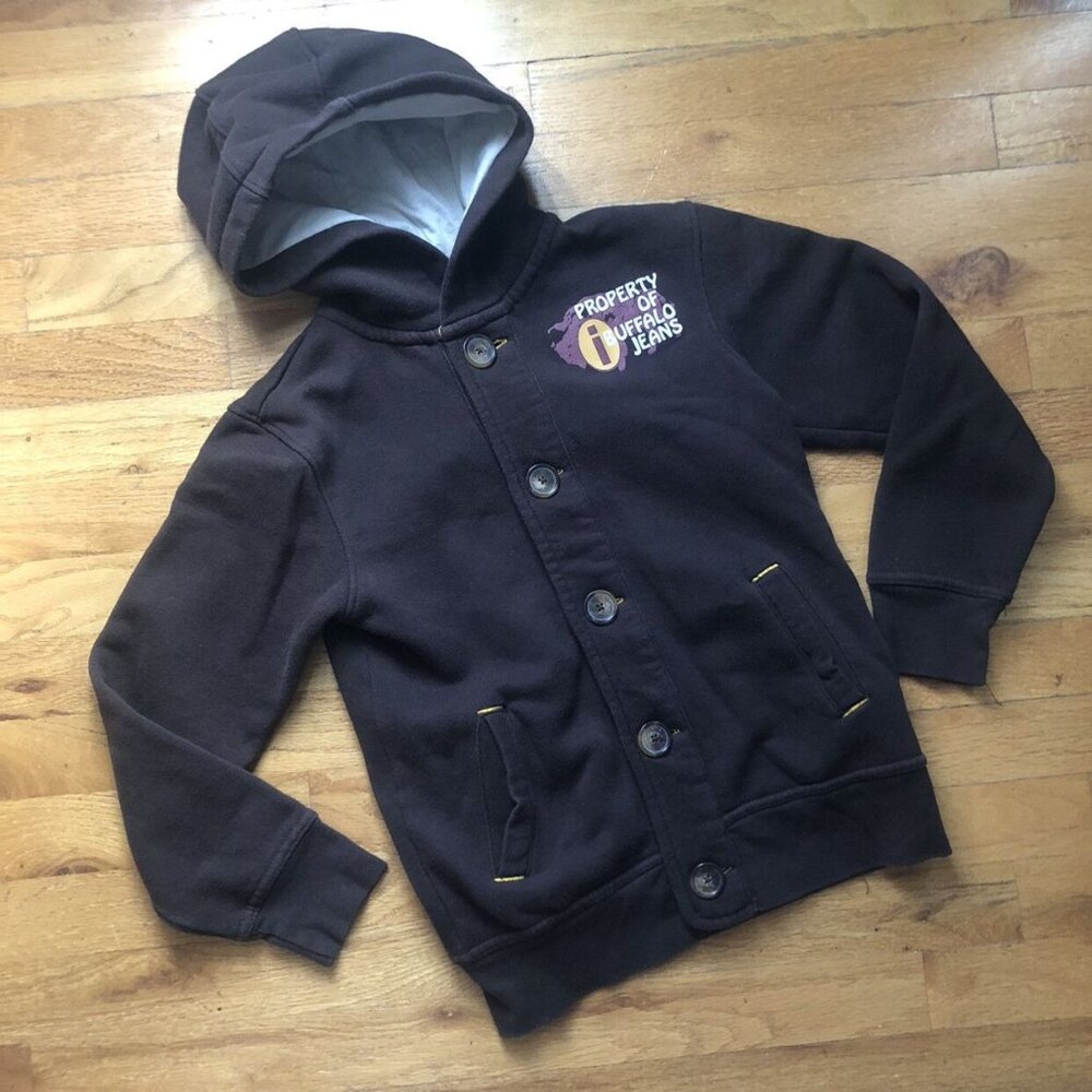 Buffalo david Bitton Size 8 Brown Button Up Hoodie